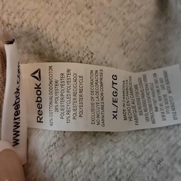 Rebook Pullover Sweater Size X Large Grey Pink White Screenprint - Picture 4 of 4